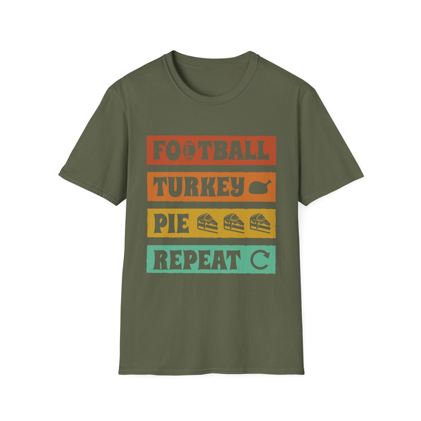 Football, Turkey, Pie, Repeat – Funny Thanksgiving T-Shirt