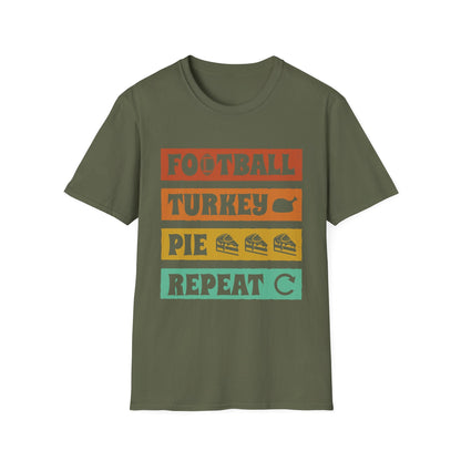 Football, Turkey, Pie, Repeat – Funny Thanksgiving T-Shirt