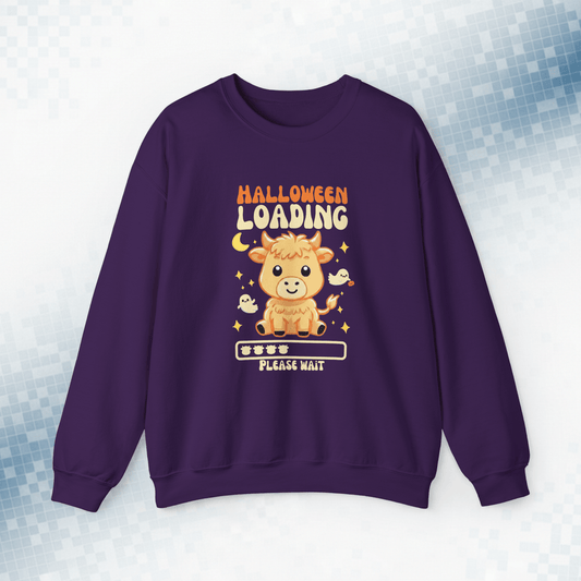 Halloween Loading Highland Cow Sweatshirt - Spooky Cuteness Incoming!
