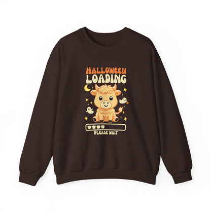 Halloween Loading Highland Cow Sweatshirt - Spooky Cuteness Incoming!