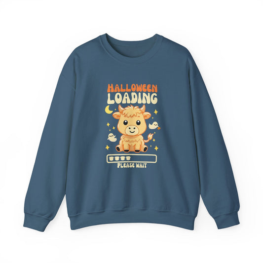 Halloween Loading Highland Cow Sweatshirt - Spooky Cuteness Incoming!