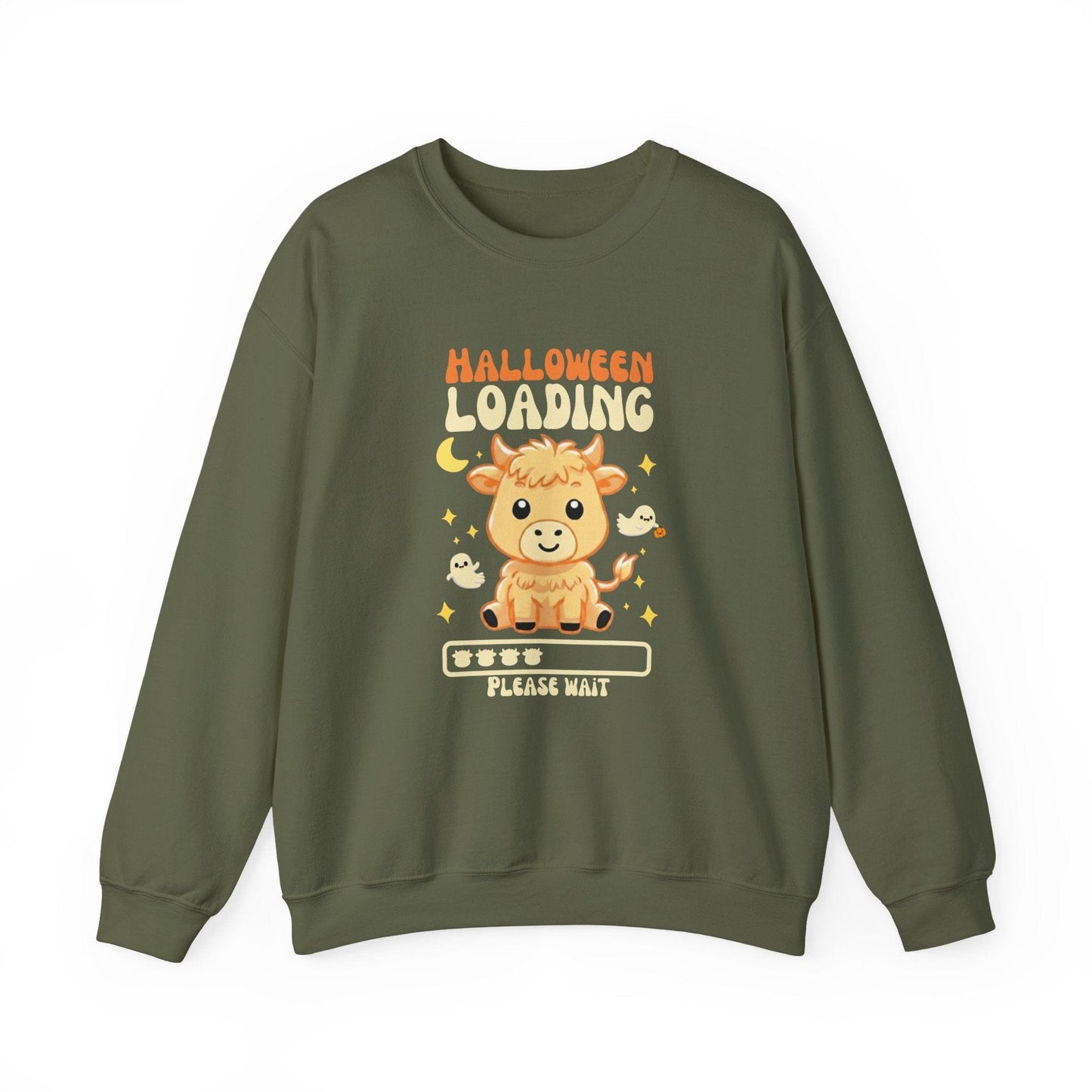 Halloween Loading Highland Cow Sweatshirt - Spooky Cuteness Incoming!
