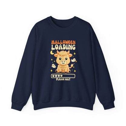 Halloween Loading Highland Cow Sweatshirt - Spooky Cuteness Incoming!
