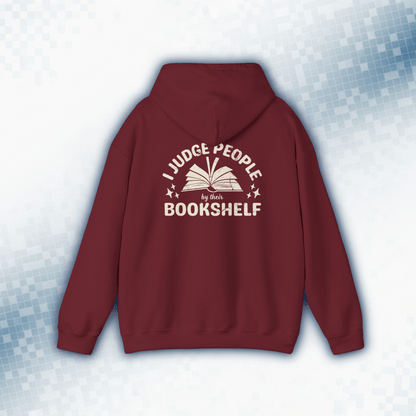 I Judge People By Their Bookshelf Hoodie — Vintage Book Lover Hoodie