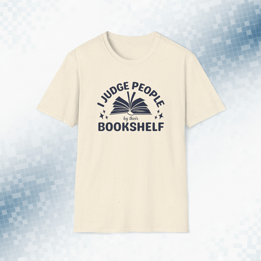 I Judge People by Their Bookshelf – Vintage Book Lover Tee