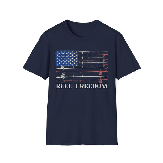 Reel Freedom - Vintage American Flag Fishing Tee