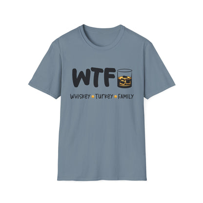 WTF – Whiskey, Turkey, Family Funny Thanksgiving T-Shirt