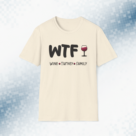 WTF – Wine Turkey, Family Funny Thanksgiving T-Shirt