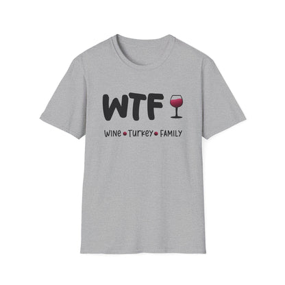 WTF – Wine Turkey, Family Funny Thanksgiving T-Shirt
