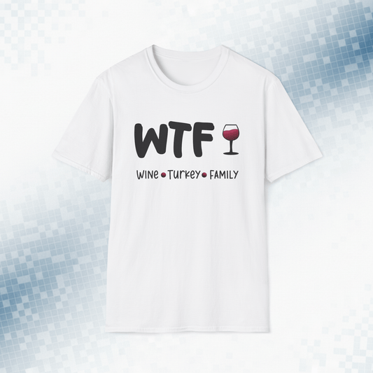 WTF – Wine Turkey, Family Funny Thanksgiving T-Shirt